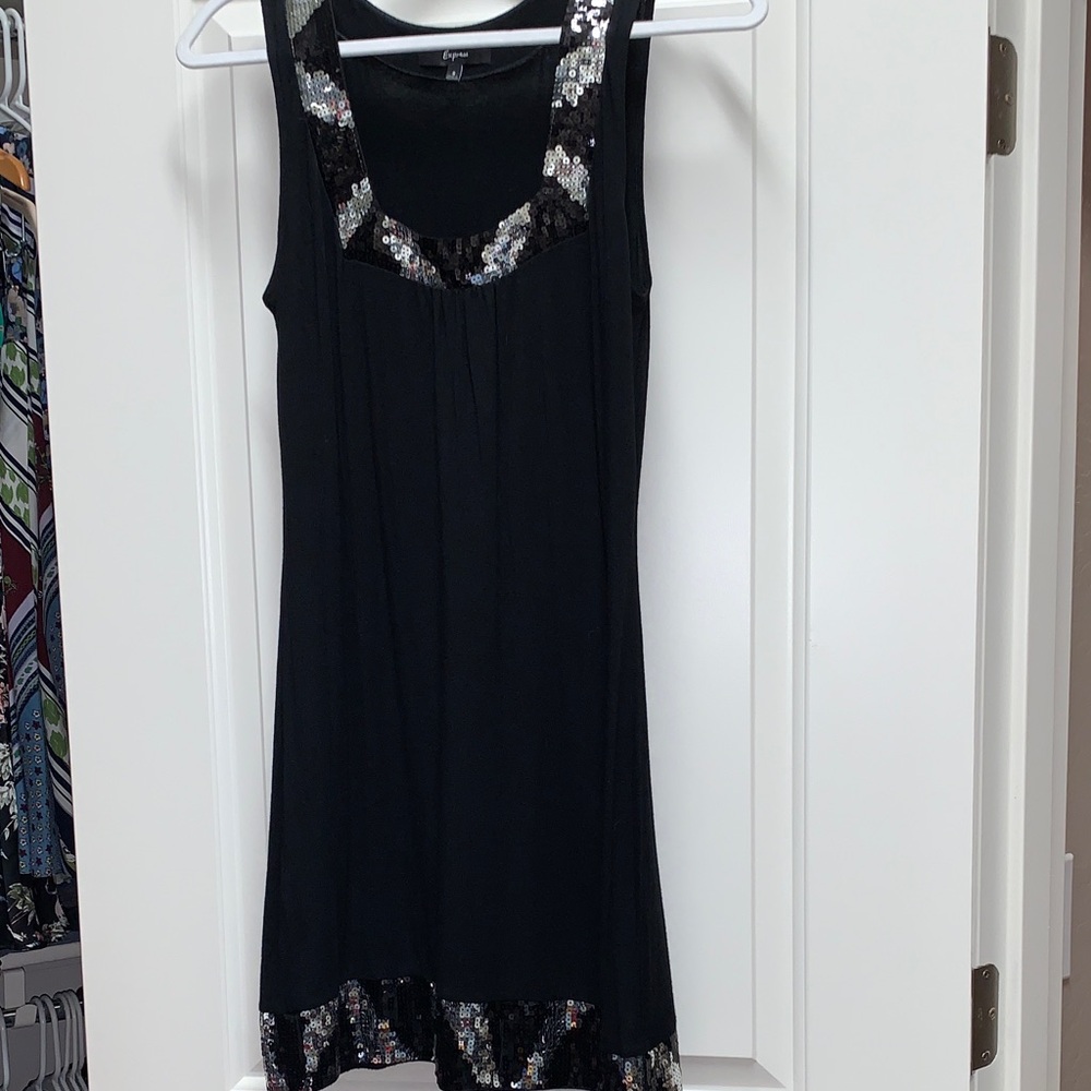 Express Black Mini Dress with Silver Accents
